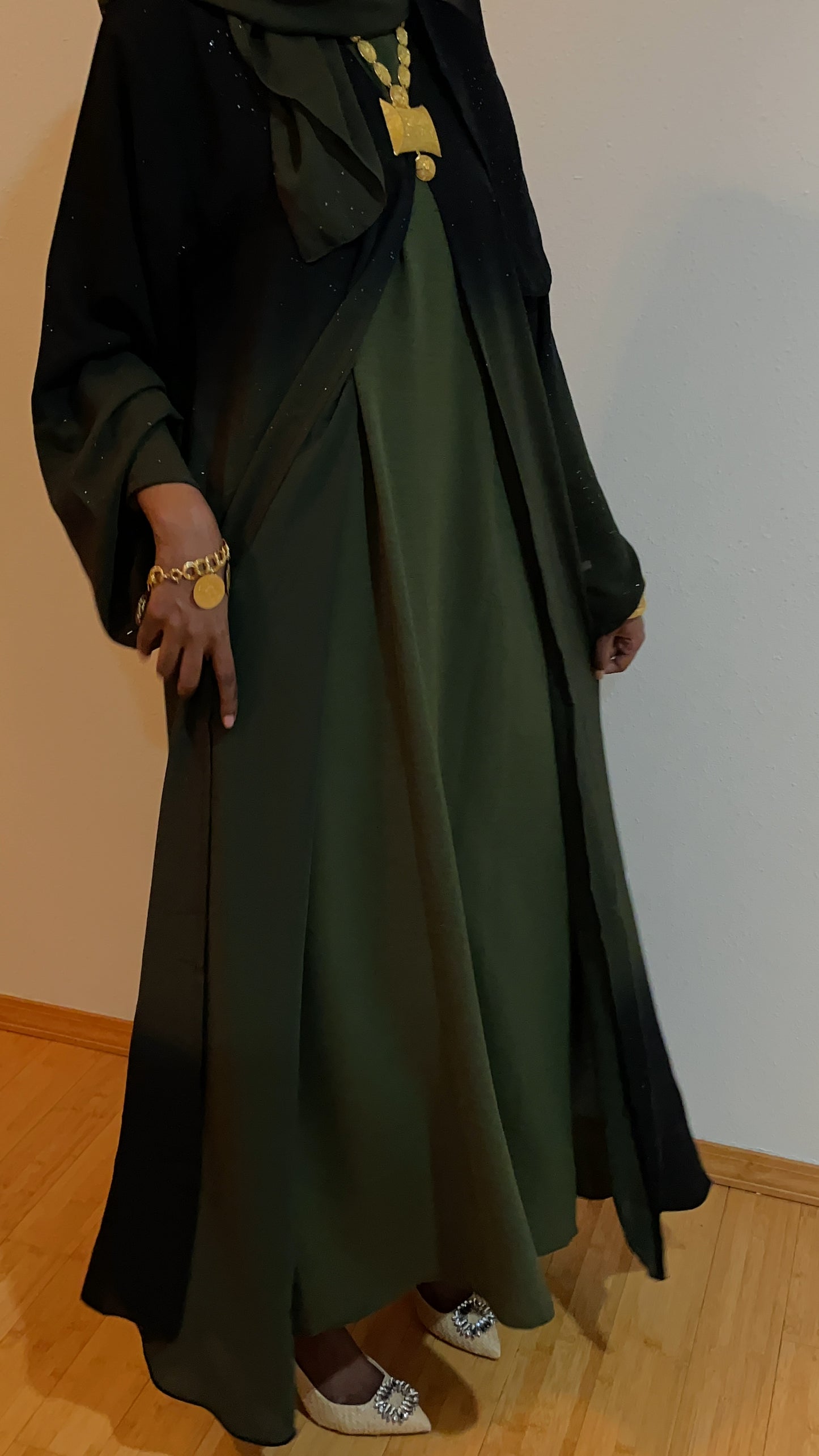 GREEN- OMBRE GLITTER ABAYA