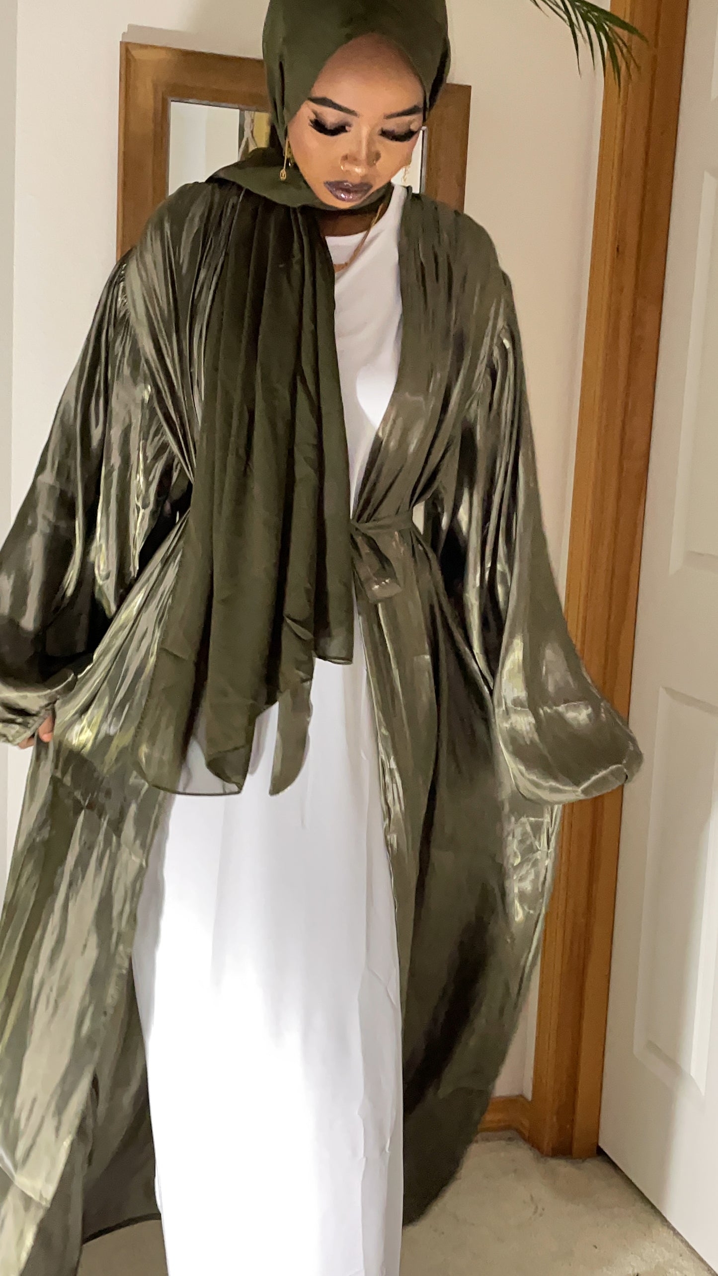 OLIVE GREEN - ORGANZA ABAYA