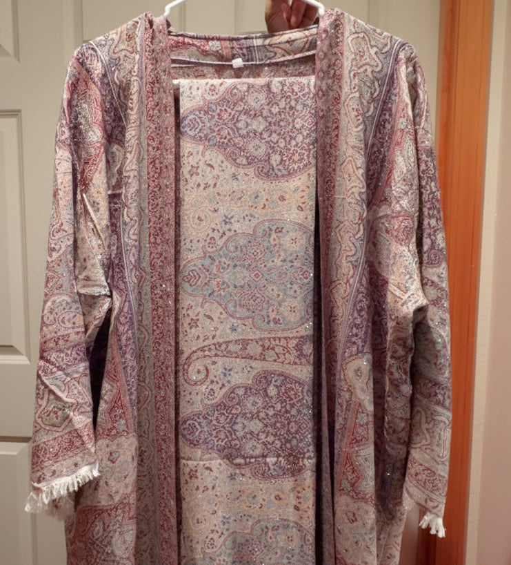 Pashmina Abaya: Pink with Blue