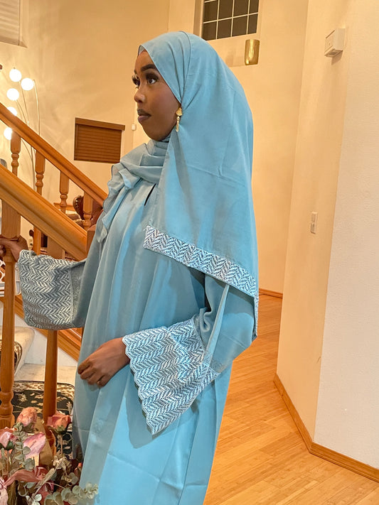 AFANNA CLOSED ABAYA- BABY BLUE