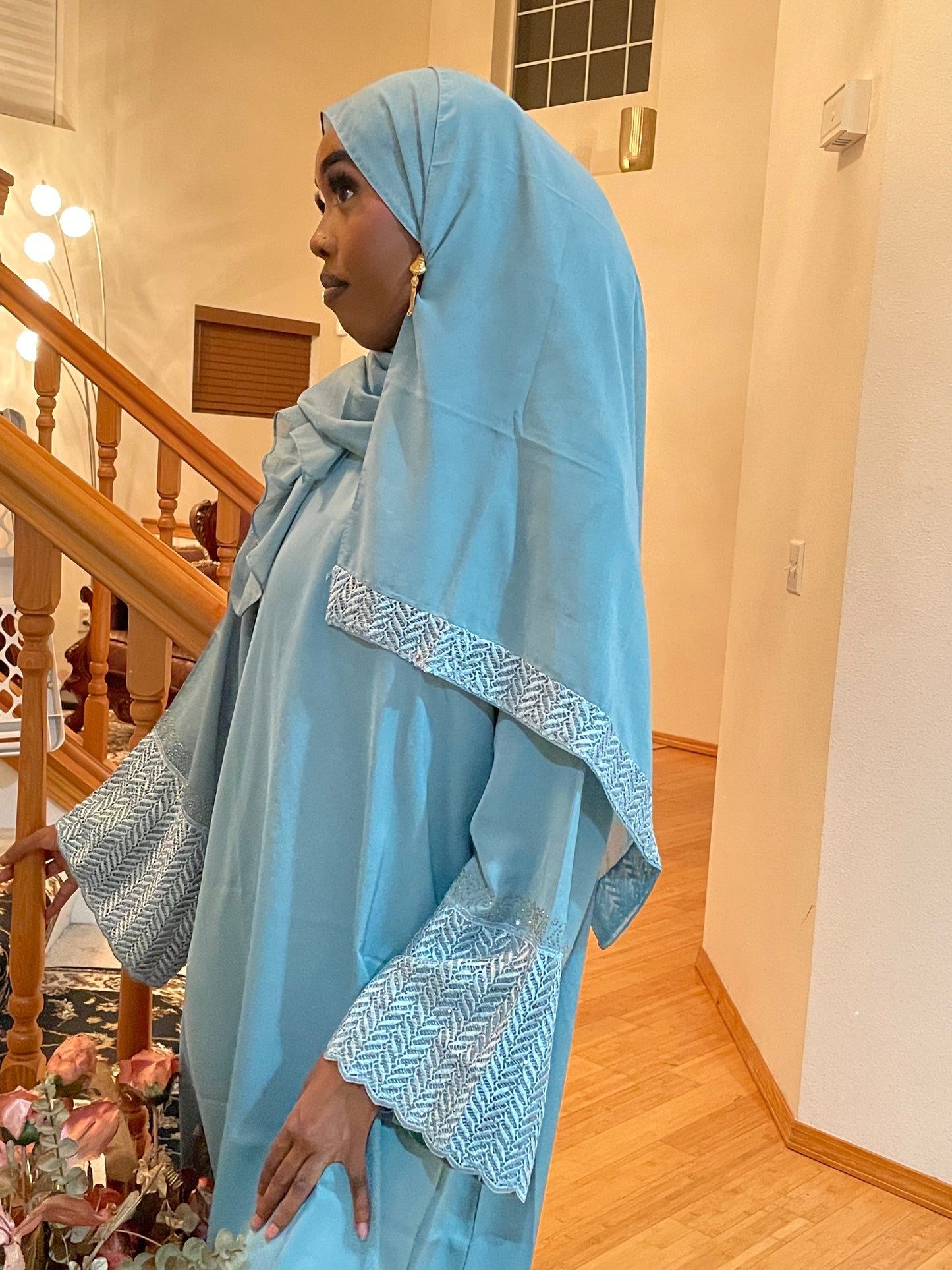 AFANNA CLOSED ABAYA- BABY BLUE