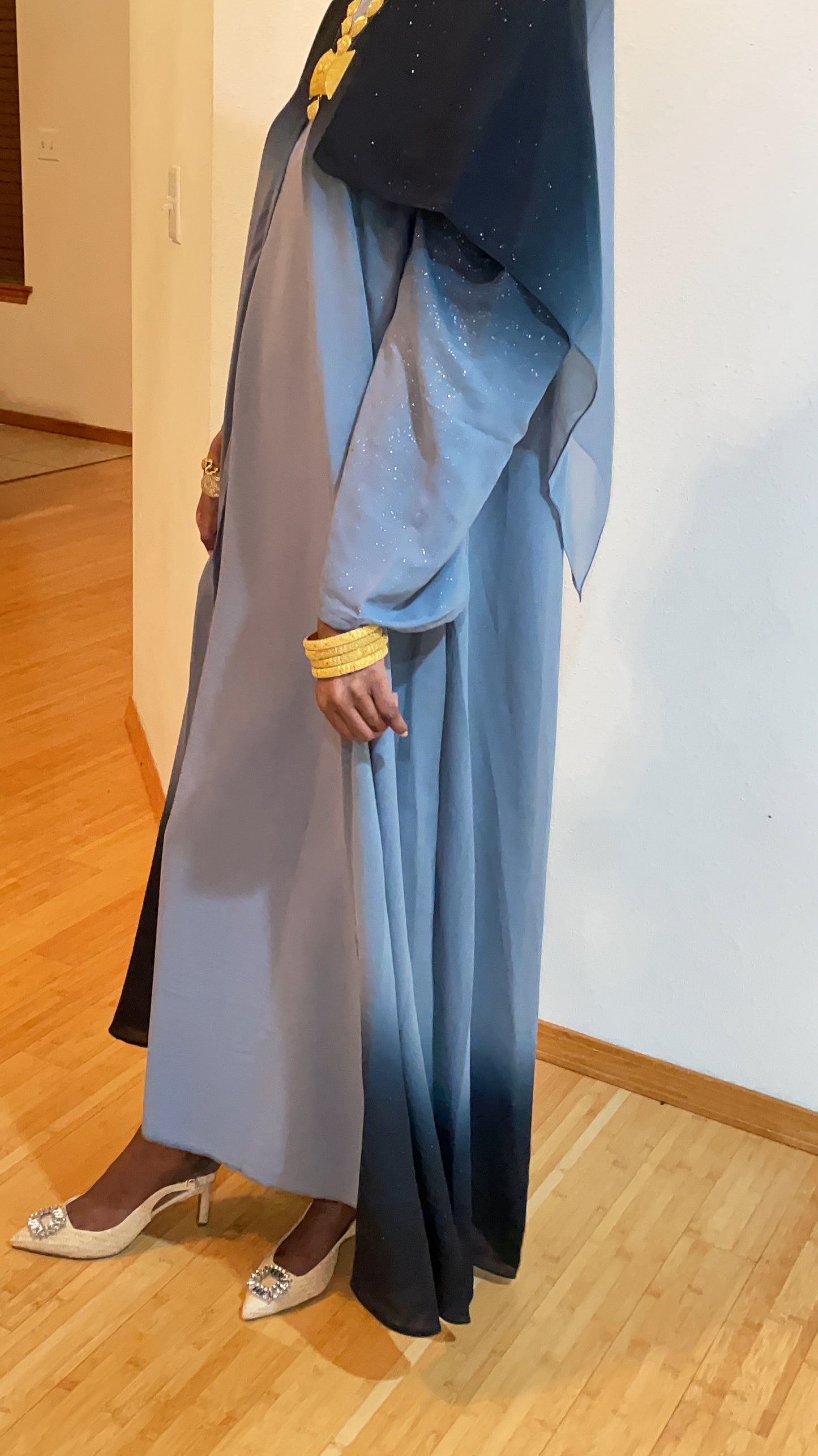 SKY BLUE- OMBRE GLITTER ABAYA