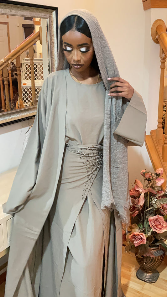 INAYAH WAIST WRAP ABAYA- MUAVE