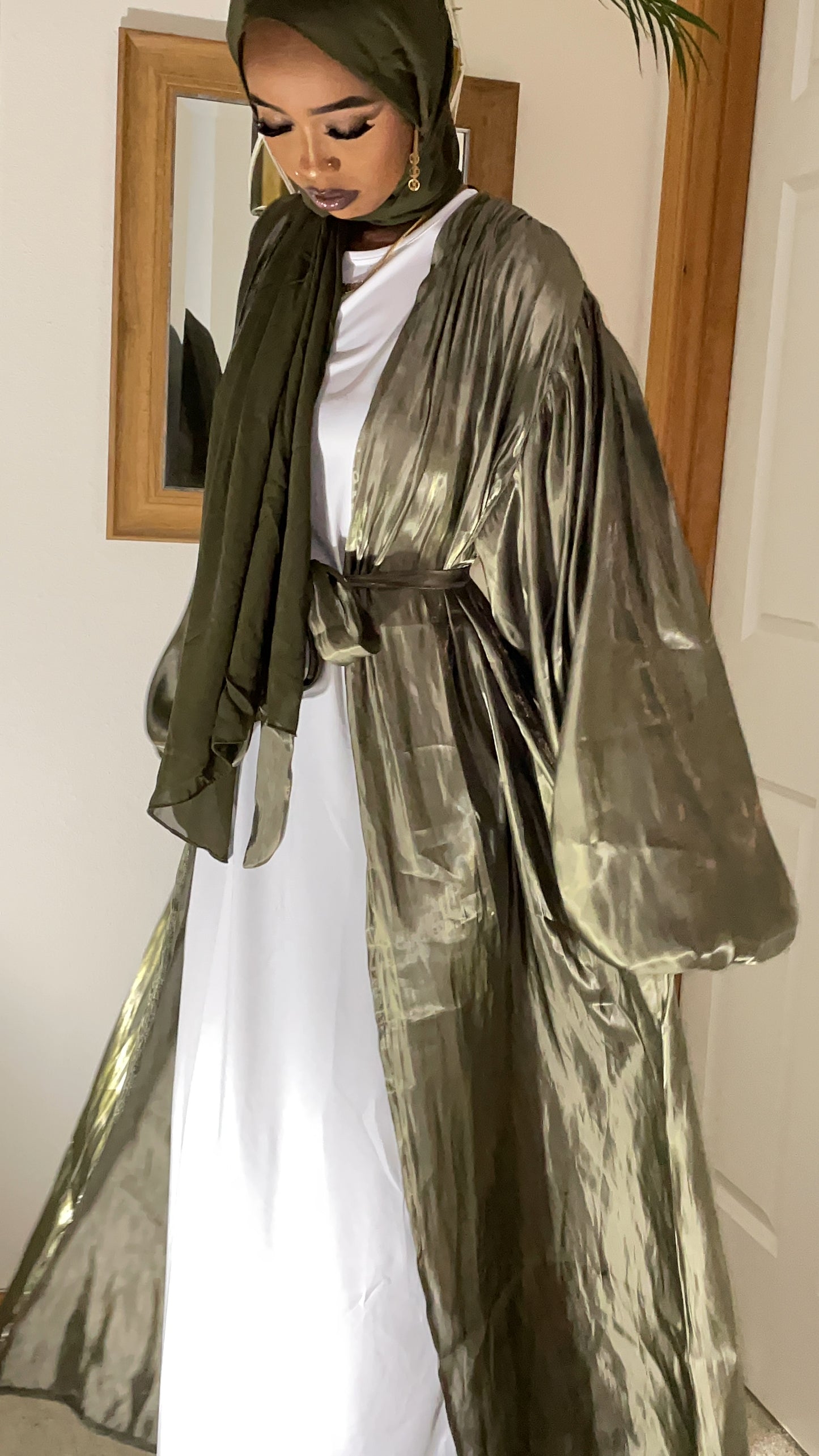 OLIVE GREEN - ORGANZA ABAYA